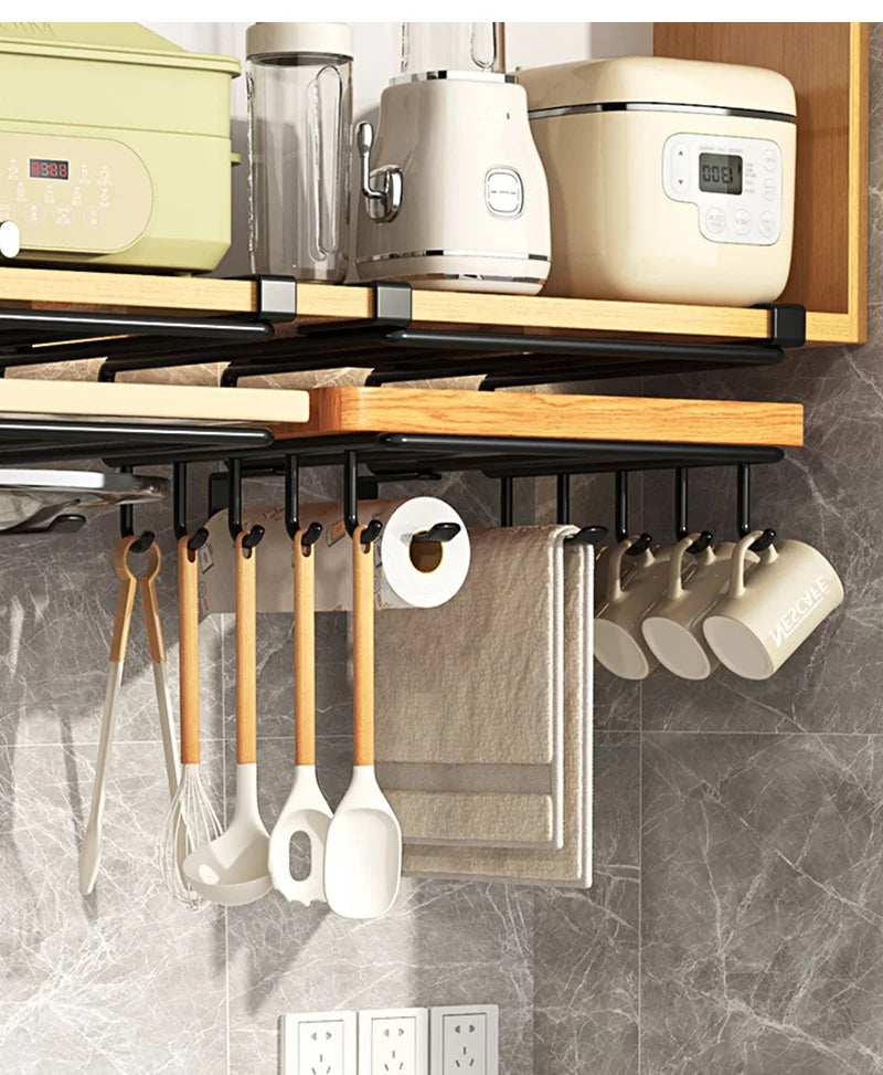 Under Kitchen Cabinet Hanging Organizer Cutting Board Storage Rack Paper Towel Holder No Punch Pot Lid Storage Kitchenware Hook