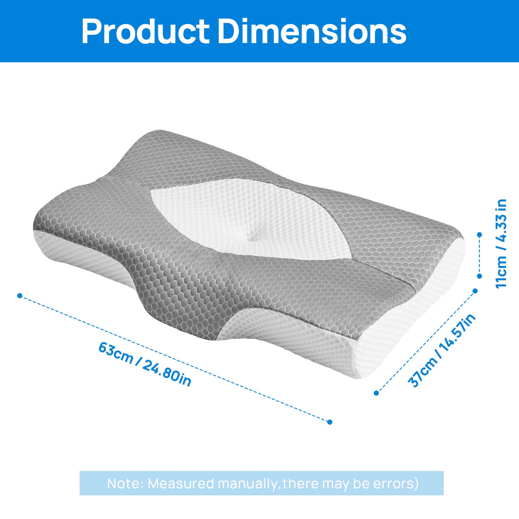 JHK Memory Foam Cervical Neck Double Sided Pillow Ventilated Cooling Ergonomic Bed Pillow Support Contour for Stomach Sleepers