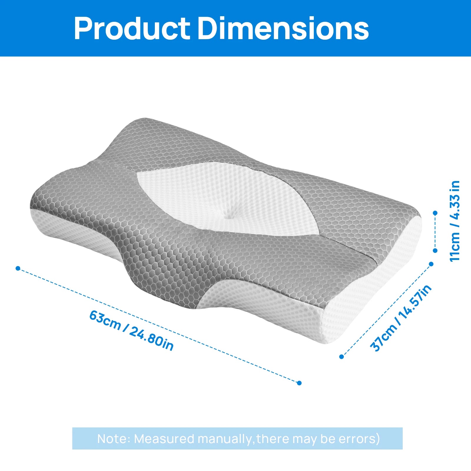 JHK Memory Foam Cervical Neck Double Sided Pillow Ventilated Cooling Ergonomic Bed Pillow Support Contour for Stomach Sleepers