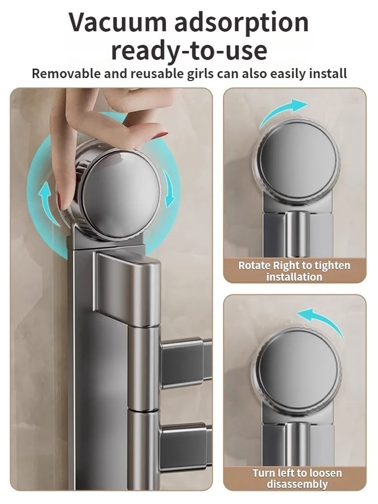 No Need To Drill Suction Cup rotating towel rack multi-bar folding rack towel rack Bathroom bath towel rack Kitchen storage rack