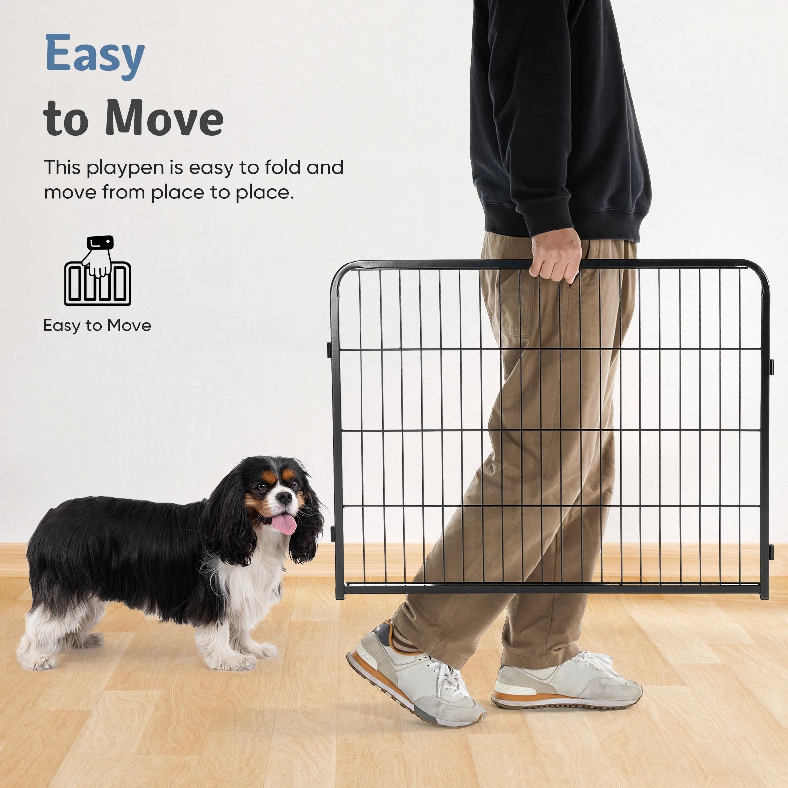 JHK Metal 8 Panels Dog Playpen Pet Fence 24 Inch to 32 Inch Foldable Large Dog Puppy Exercise for Yard Gate Camping Outdoor