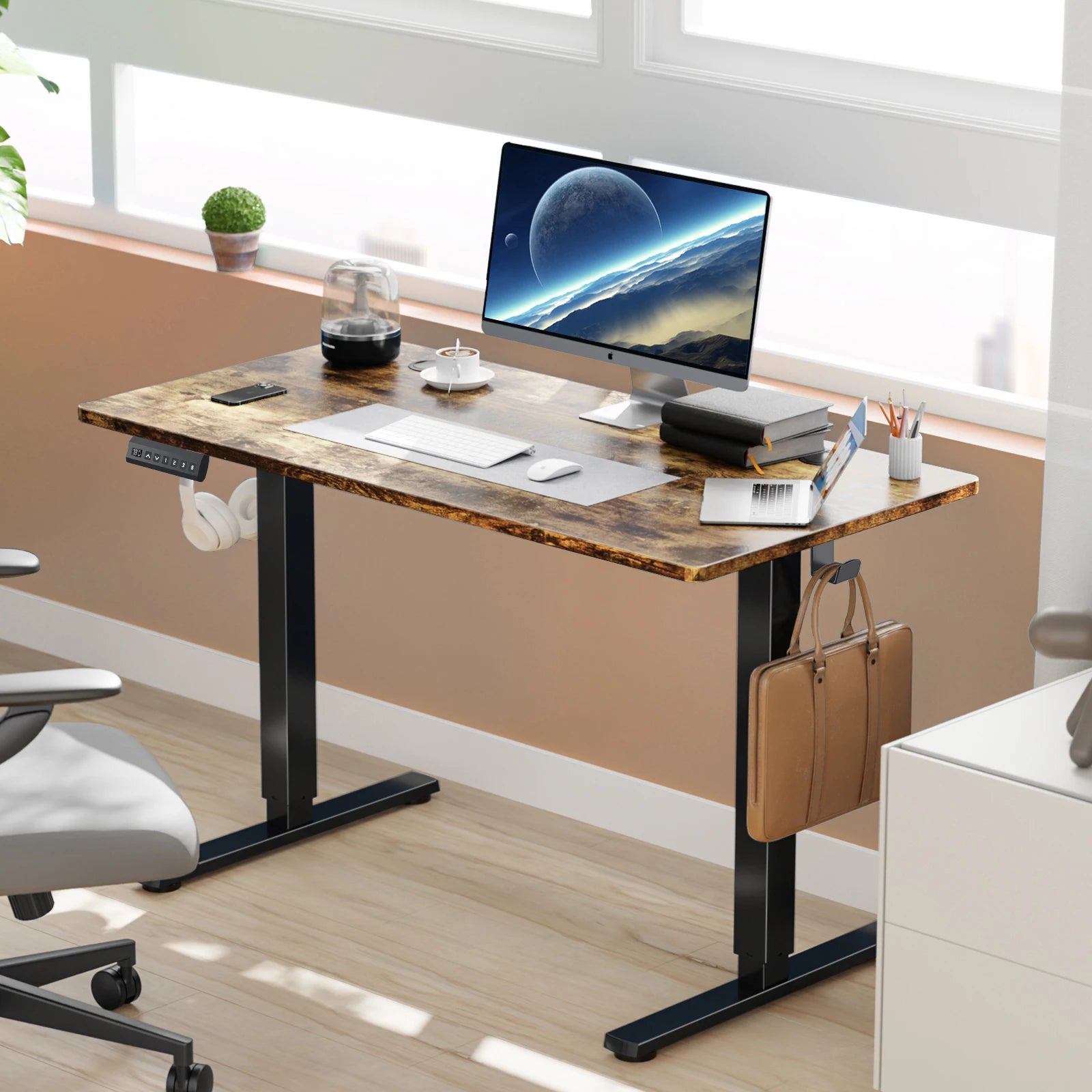JHK 63x24 Inch Electric Standing Desk Ergonomic Height Adjustable Stand Up Sit Stand Computer Workstation Work Table For Office