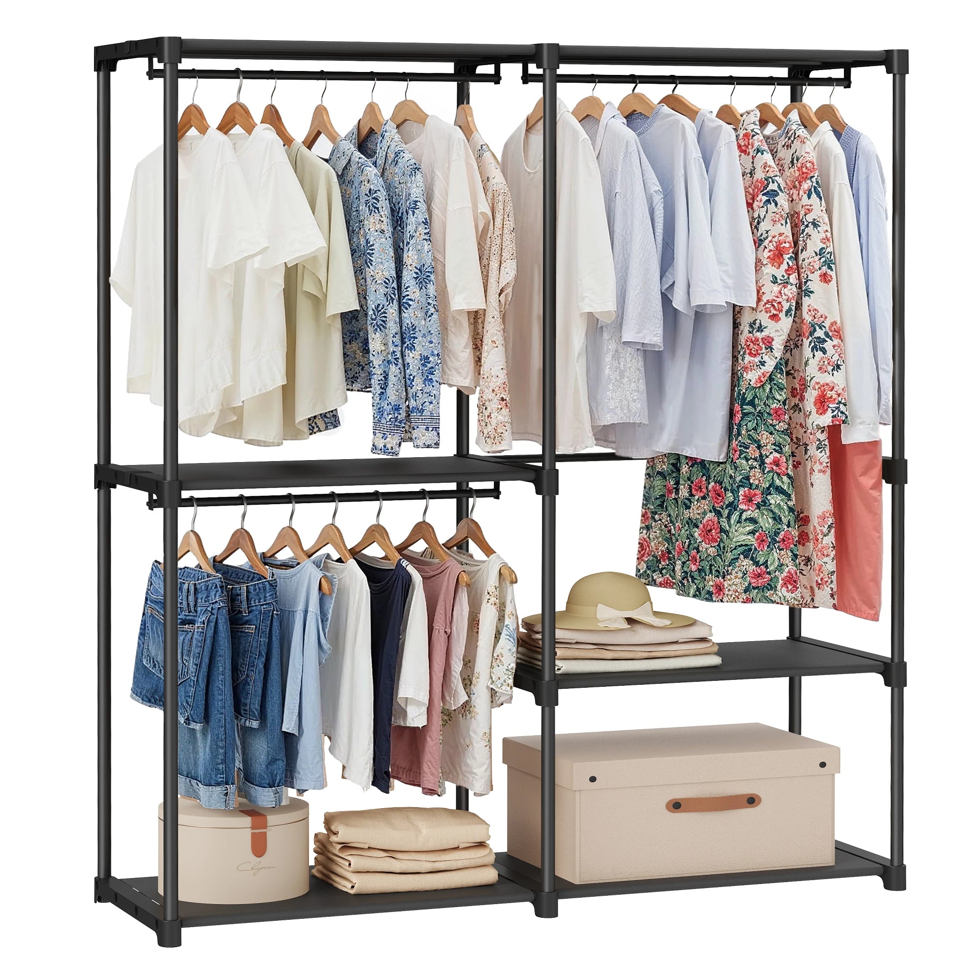 SONGMICS Portable Closet, Freestanding Closet Organizer, Clothes Rack with Shelves, Hanging Rods, Storage Organizer, for Cloakro