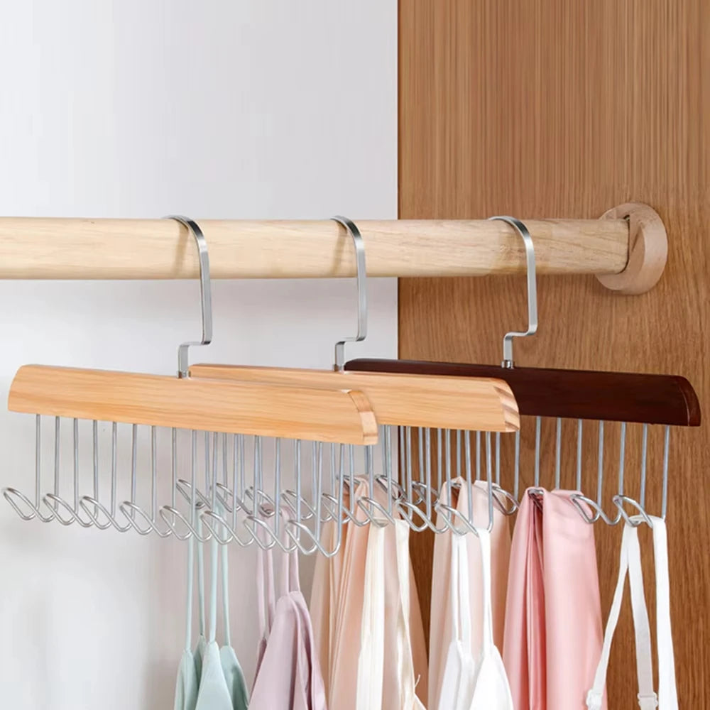 1/2 PCS Multi-functional Solid Wood Clothing Eight-hook Hanger Underwear Sling Belt Vests Silk Scarf Hooks Wardrobe Organizer