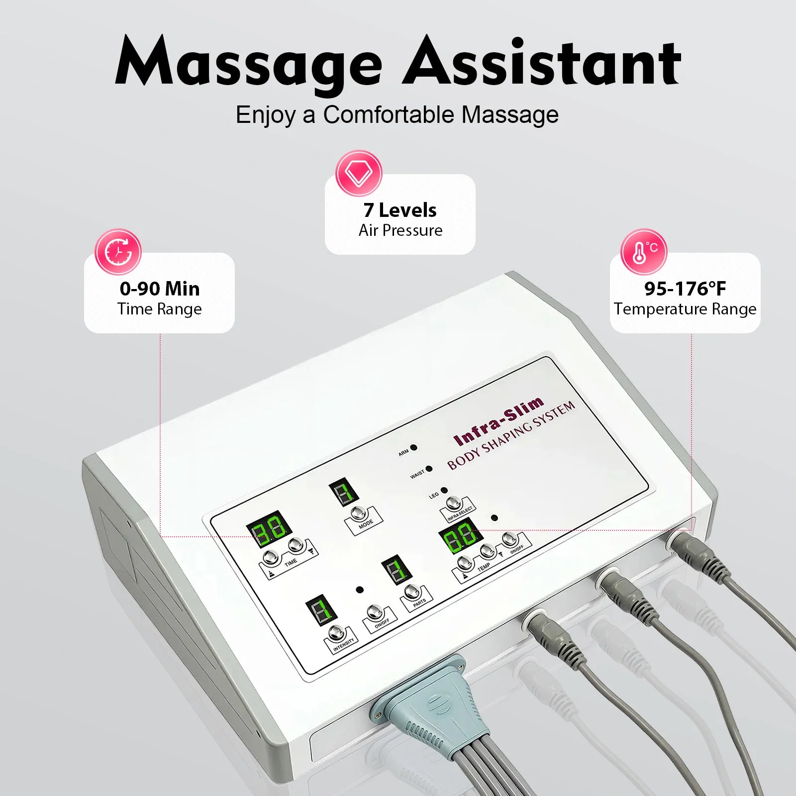Air Pressure Body Slimming Suit, 7 Levels Adjustable Pressotherapy Heating Massage Device 400W for Home Beauty Salon Spa Relief