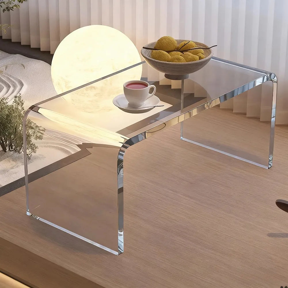 Acrylic Coffee Table Multiuse Acrylic Furniture Modern End Table Japanese Floor Table for Office Living Room Porch Family Garden
