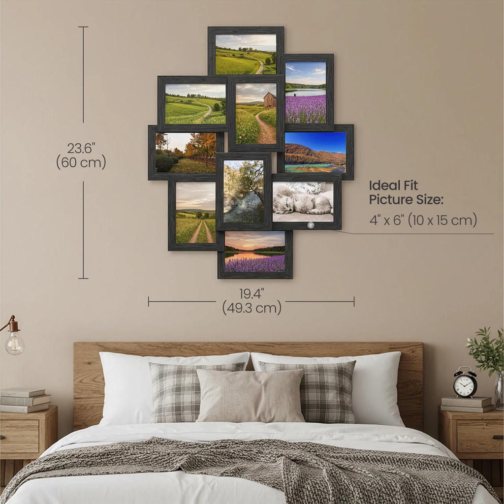 SONGMICS 4x6 Collage Picture Frames, 10-Pack Photo Collage Frame for Wall Decor, Glass Front, Assembly Required