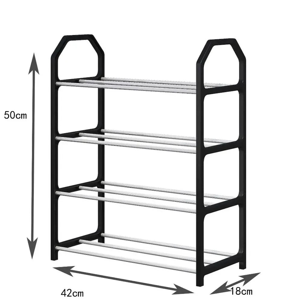 4-Layer Metal Shoe Rack Simple Shoe Shelf Footwear Organizer Stand Holder Large Capacity Shoe Shelf Living Room Storage