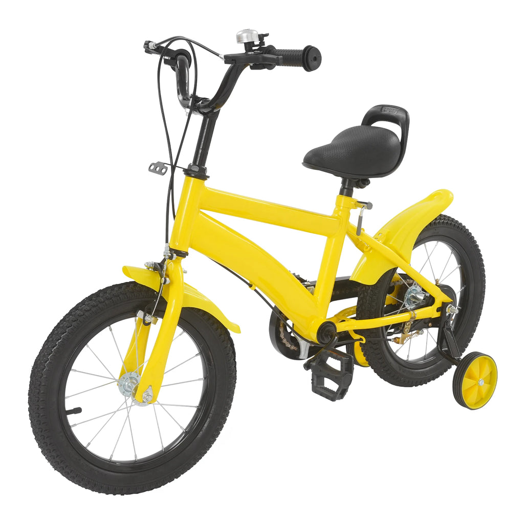 14 Inch Kids Bike w/ Training Wheels, Adjustable Seat Height Dual Brakes Children's Bicycle Kids Learning Bicycle for Boys Girls