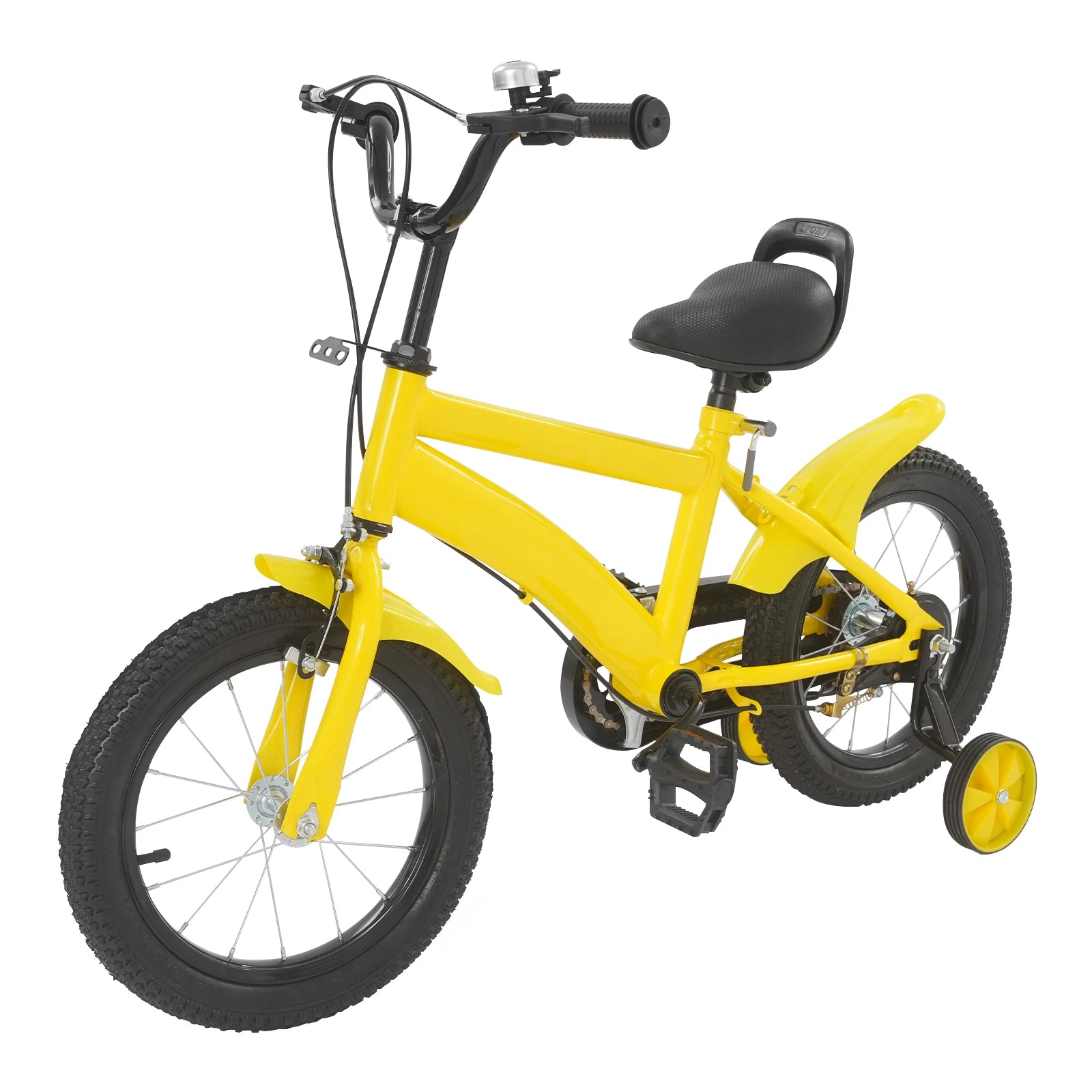 14 Inch Kids Bike w/ Training Wheels, Adjustable Seat Height Dual Brakes Children's Bicycle Kids Learning Bicycle for Boys Girls