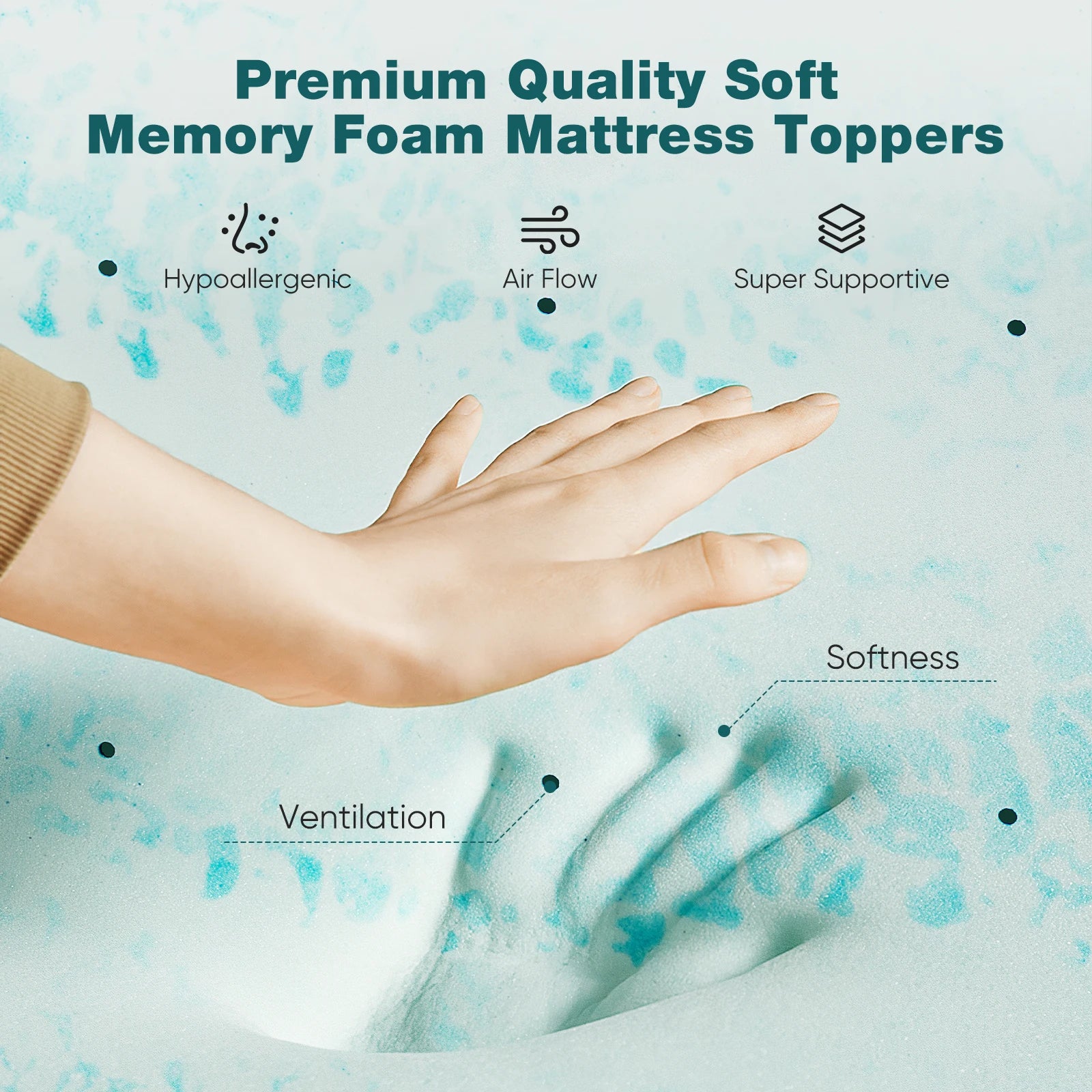 JHK 4 Inch Gel Memory Foam Mattress Topper Full Size Cooling Mattress Soft and Breathable Bed Topper School Bedroom Furniture