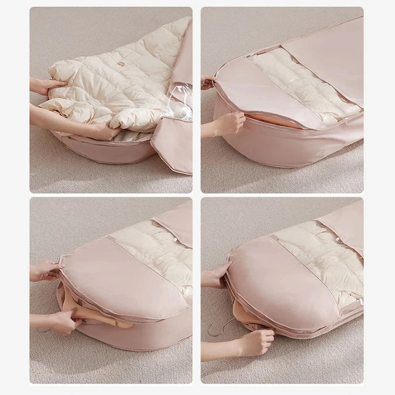 1pc Down Jacket Compressed Dust Cover Clothes Compression Hanging Bag Household Visible Clothes Storage Bag Wardrobe Organizer