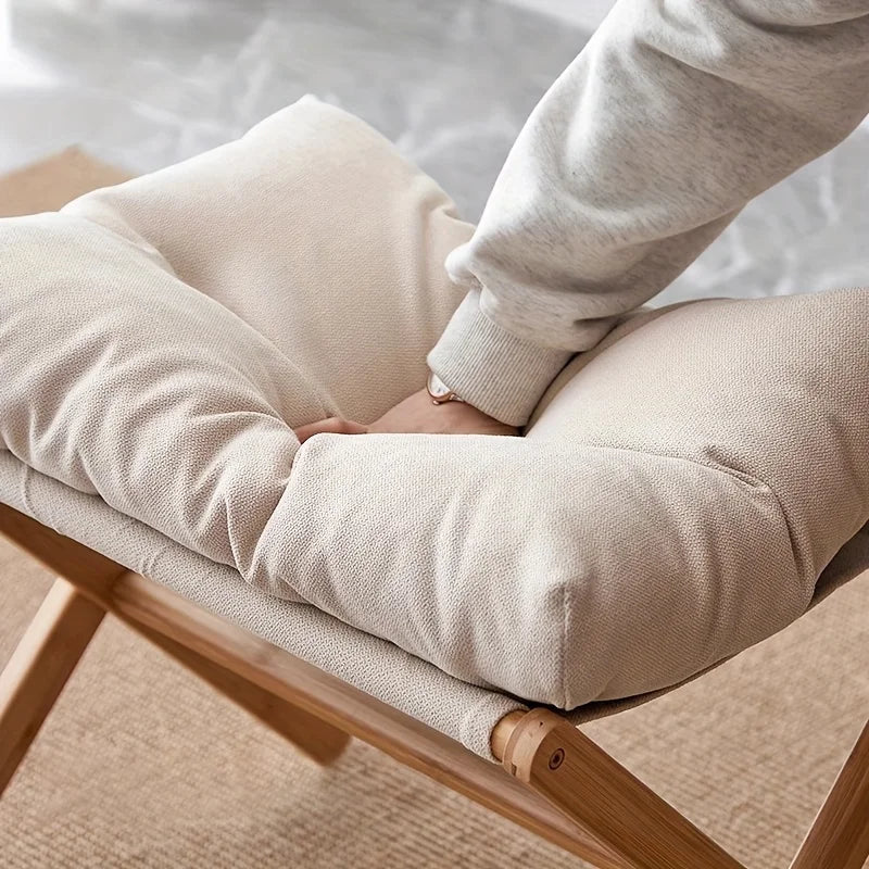 Bamboo Foldable Peddle with Soft Cushion Seat - Portable for Office and Home Use, Space Saving Design , Footstool Furniture