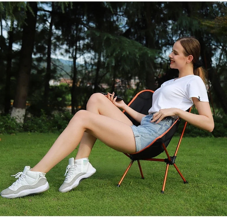 New Outdoor Moon Chair Ultra-Light Folding Camping Chair Portable Leisure Backrest Aluminum Alloy  for Backpacking  fishing