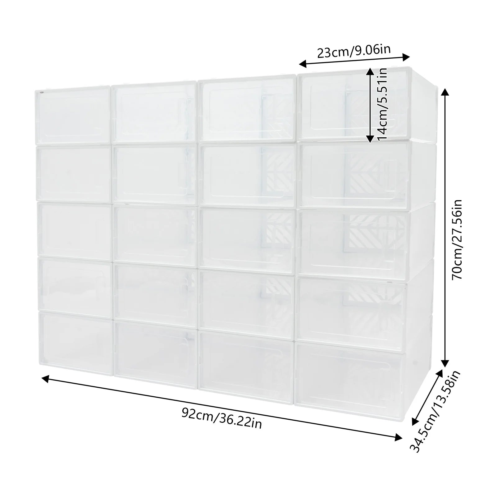 20 Pcs Shoe Storage Box Transparent PP Plastic Shoe Cabinet Moisture & Dust Proof Modern Organizer Black/White