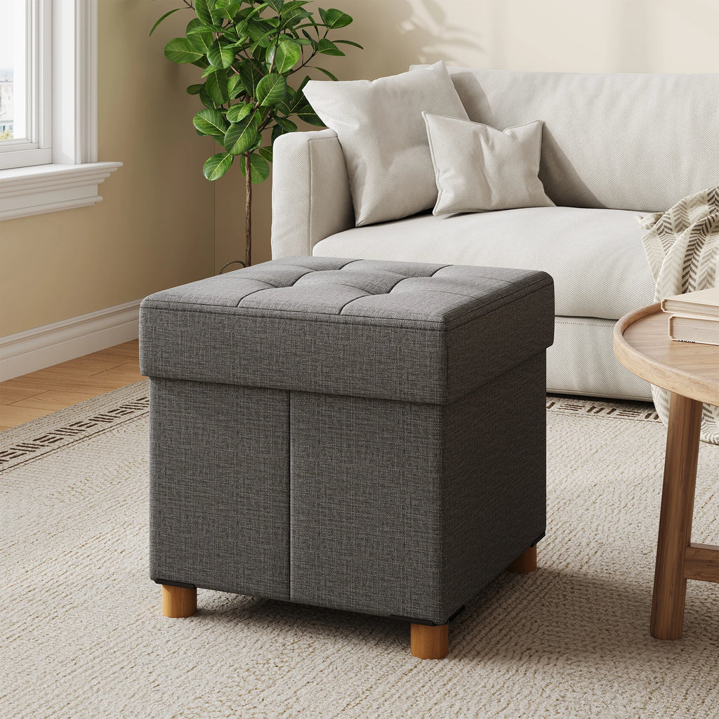 JHK 15IN Cube Storage Ottoman Bench Living Room Hidden Storage Footstool Toy Box Bedroom Strong Load-bearing Capacity Stool