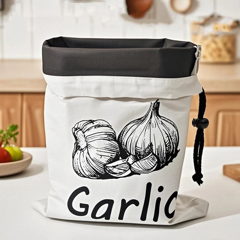 Potato Onion Garlic Storage Bag Durable Kitchen Vegetables Storage Pouch Drawstring Food Storage Bags with Zipper