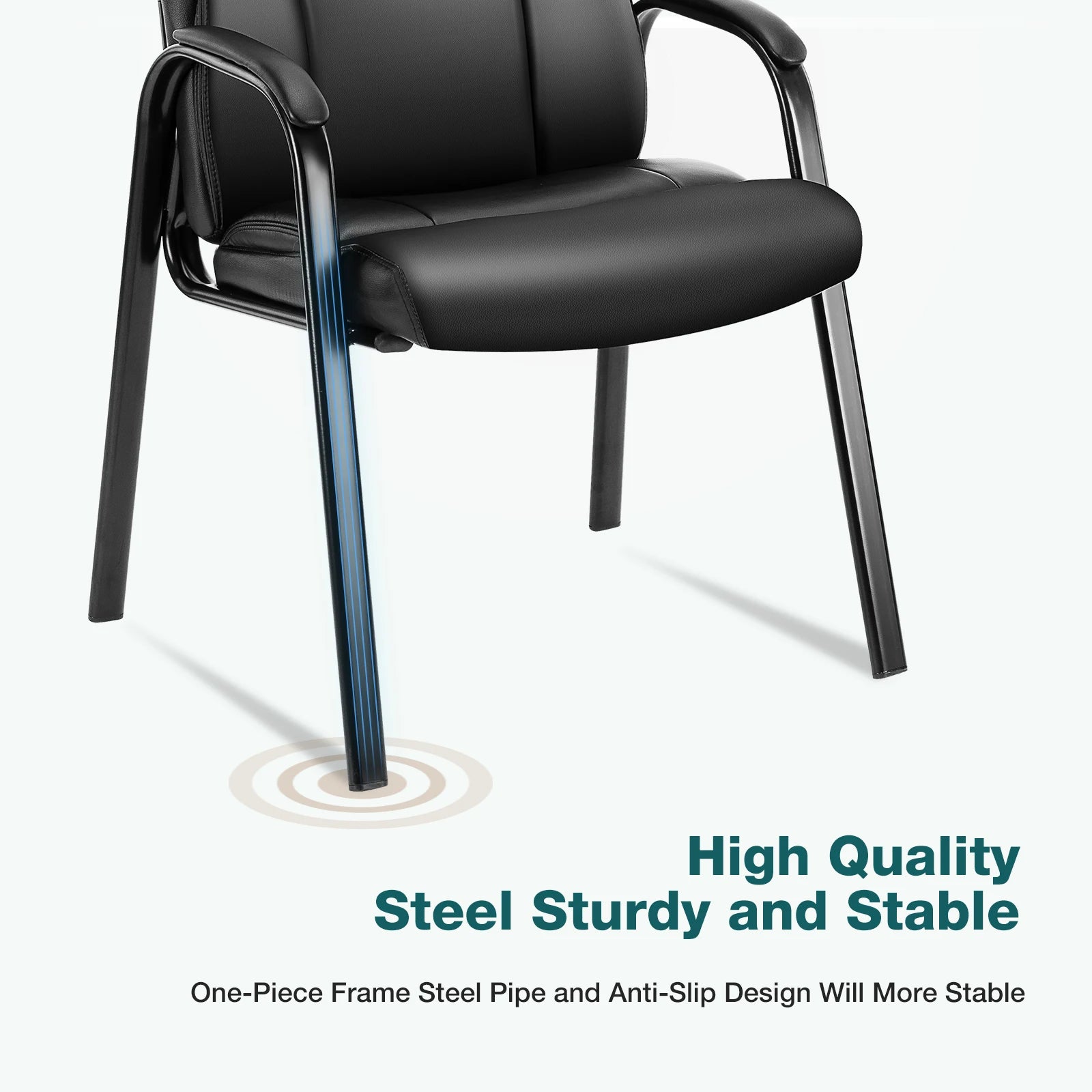 JHK PU Leather Padded Backrest Office Chair Living Room Ergonomic Waterproof Waiting Room Seat Thickened Sponge Cushion Arms