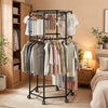 Mobile Metal Coat Rack with Wheels, Space Saving Clothes Drying Hanger Stand for Balcony Living Room Home