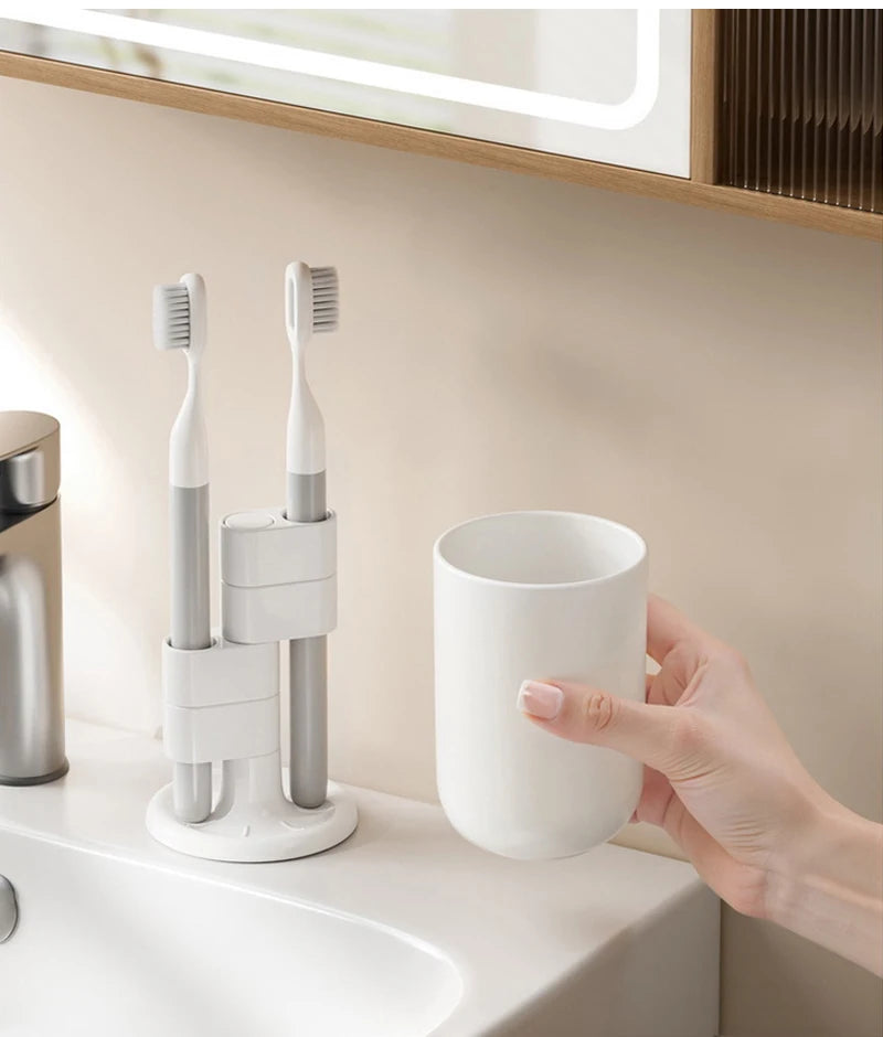 1/2pcs Rotating Toothbrush Holder Bathroom Desktop Toothbrush Storage Rack Makeup Brush Pen Organizers Bathroom Accessories