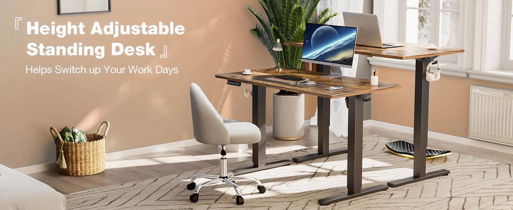 JHK 63x24 Inch Electric Standing Desk Ergonomic Height Adjustable Stand Up Sit Stand Computer Workstation Work Table For Office