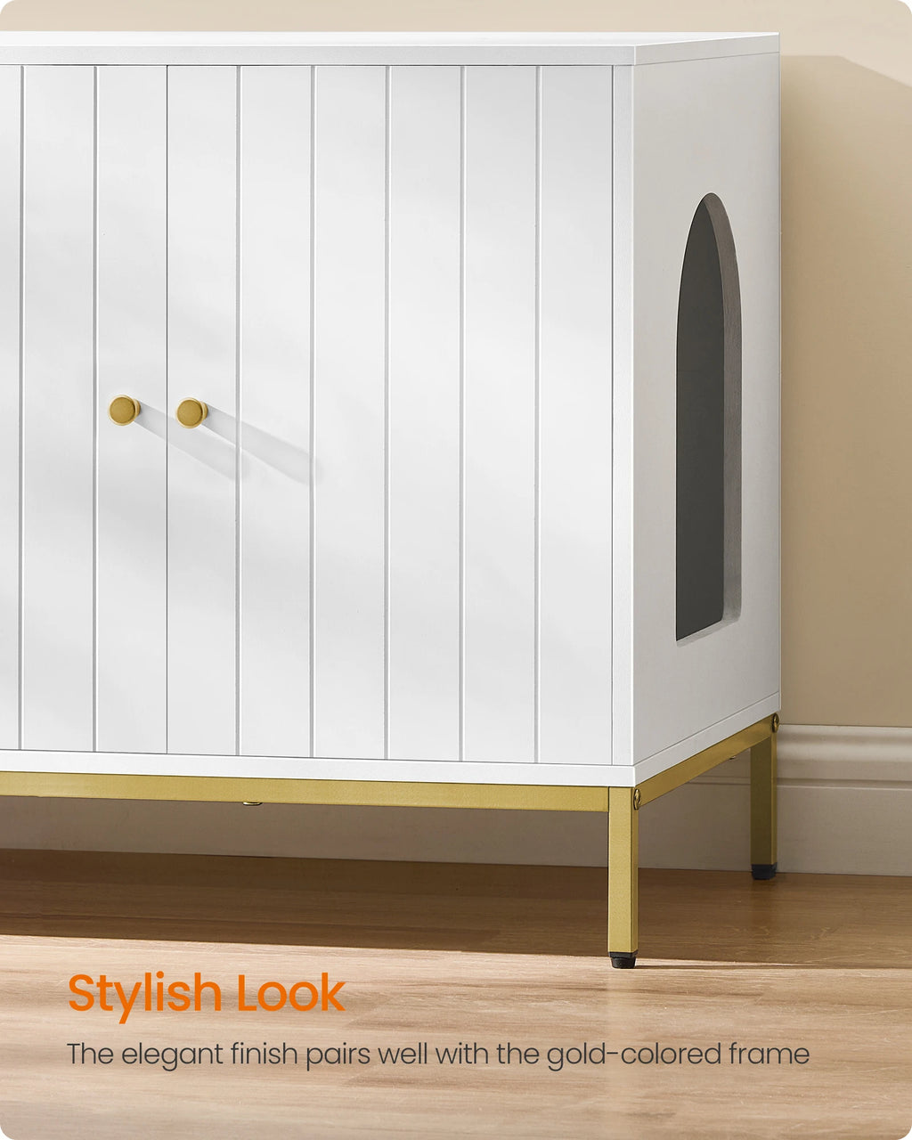 Feandrea Double Cat Litter Box Enclosure, Hidden Litter Box Furniture with Double Room, for 2 Cats, Modern Style, 47.2" Pet Hous