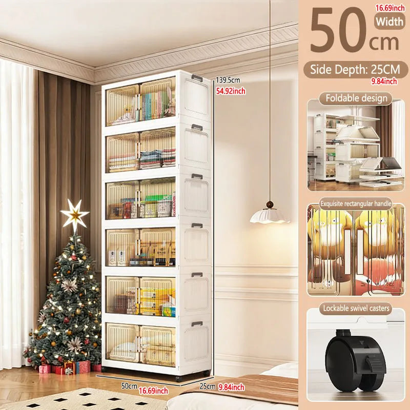 Foldable Plastic Storage Cabinet For Baby Clothes Multi Layered Closet