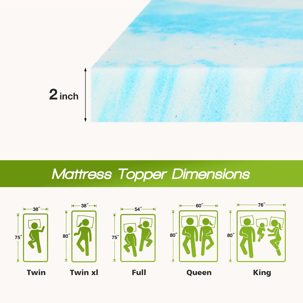 JHK 3 Inch Memory Foam Soft Mattress Topper CertiPUR US Certified Thick Gel Cooling Mattress Soft and Breathable Bed Topper