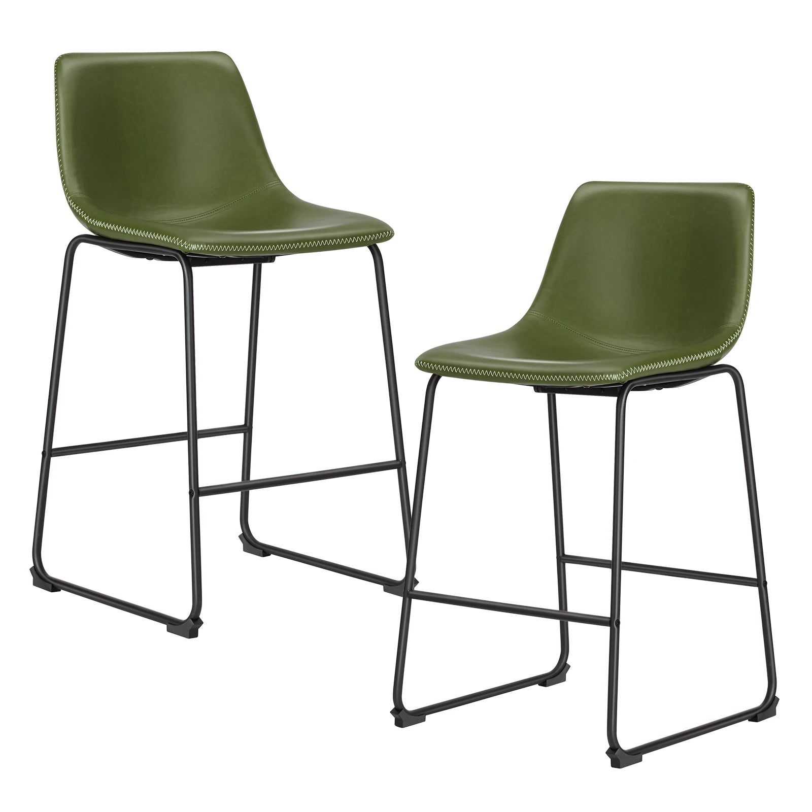 JHK 2 Pack Pu Leather Counter Height High Chair For Home and Office Comfortable Sponge Cushion Outdoor and Indoor Sturdy Chairs