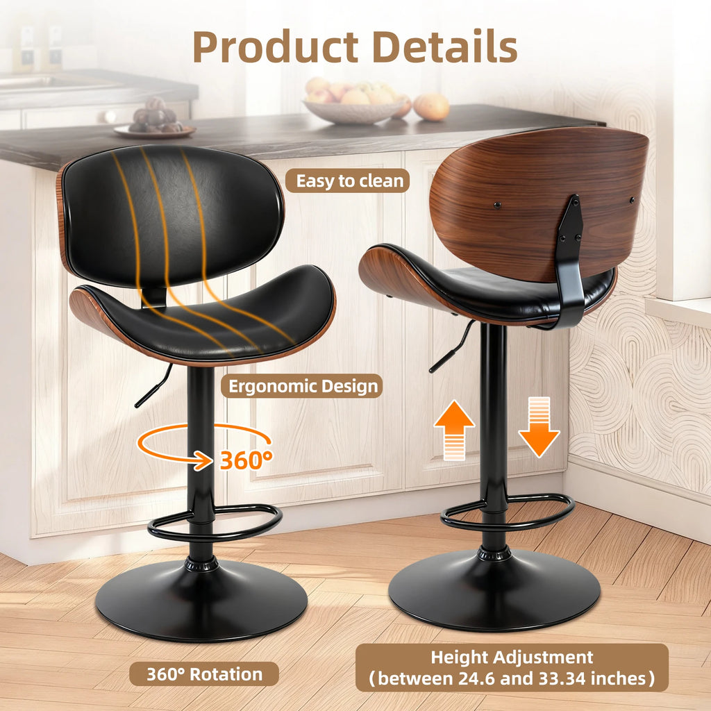 JHK Ergonomic Swivel Adjustable Counter Height Office Computer Chair PU Leather Lumbar Support with Back and Footrest For Office