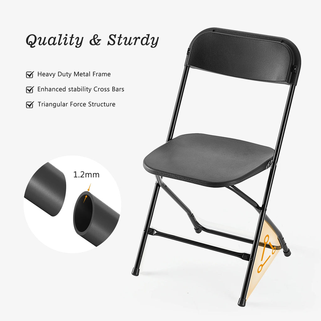 JHK Plastic Folding Chair 10 Pack 330LB Load Capacity Living Room Dinner Chairs Lightweight Portable Indoor/Outdoor Home Office