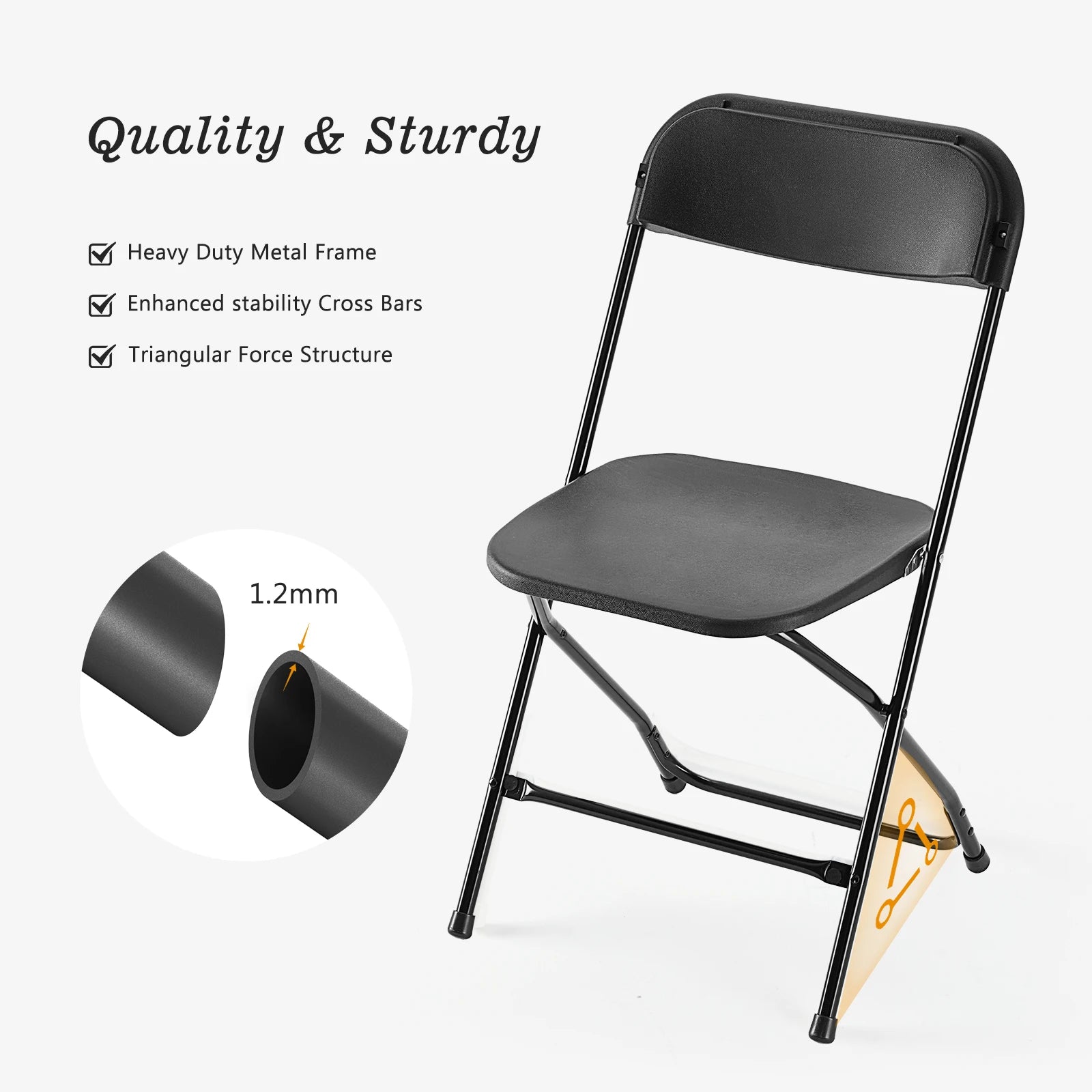 JHK Plastic Folding Chair 10 Pack 330LB Load Capacity Living Room Dinner Chairs Lightweight Portable Indoor/Outdoor Home Office