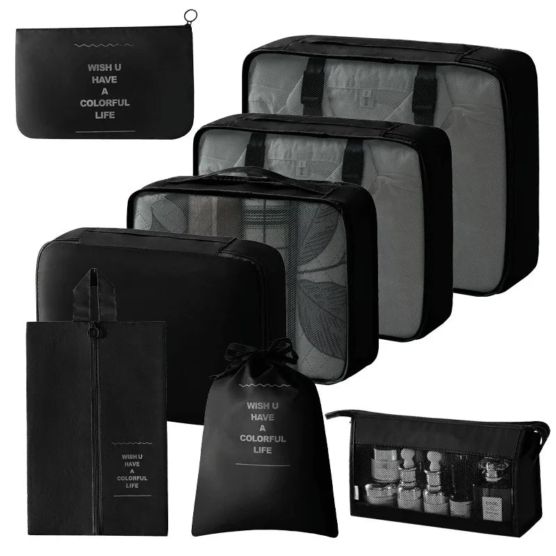 7/8/9/10 Pcs Set Travel Organizer Storage Bags Suitcase Packing Cubes Set Cases Portable Luggage Clothes Shoe Tidy Pouch Folding