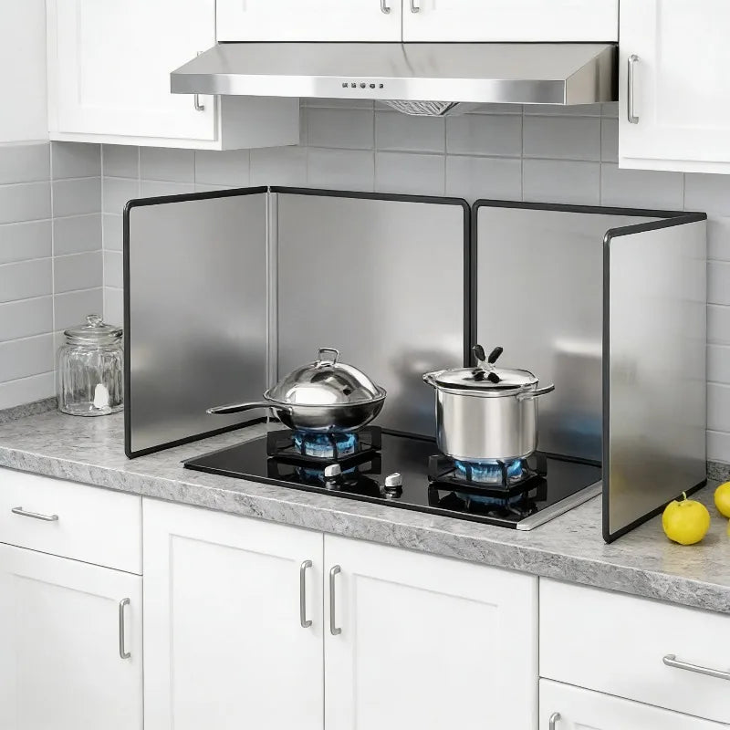 Galvanized Kitchen Splashback Guard Stove Oil Splash Shield Gas Cooker Anti-Grease Protective Board Heat Resistant Stovetop
