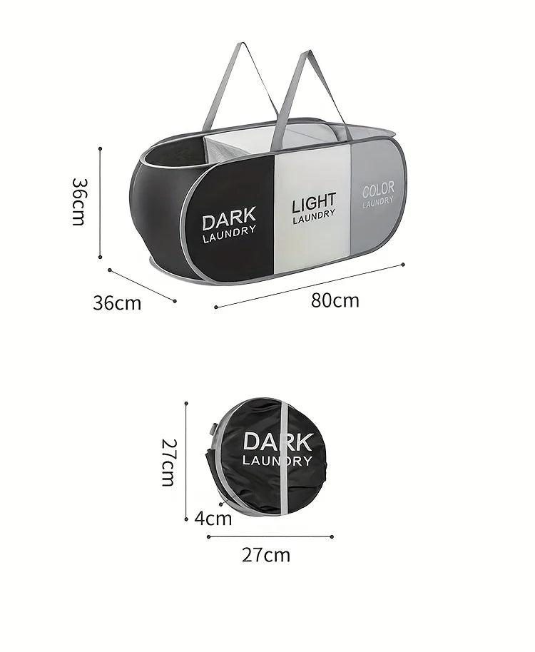 1pc Folding Classified Laundry Basket Breathable Separated Dirty clothes Storage Basket with Handle Large Capacity Laundry Bag