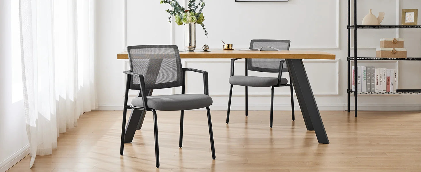 JHK Mesh Back Stacking Arm Chairs 2 Pack For Home and OfficeEasy to Use and Store Outdoor and Indoor Sturdy Metal Chairs