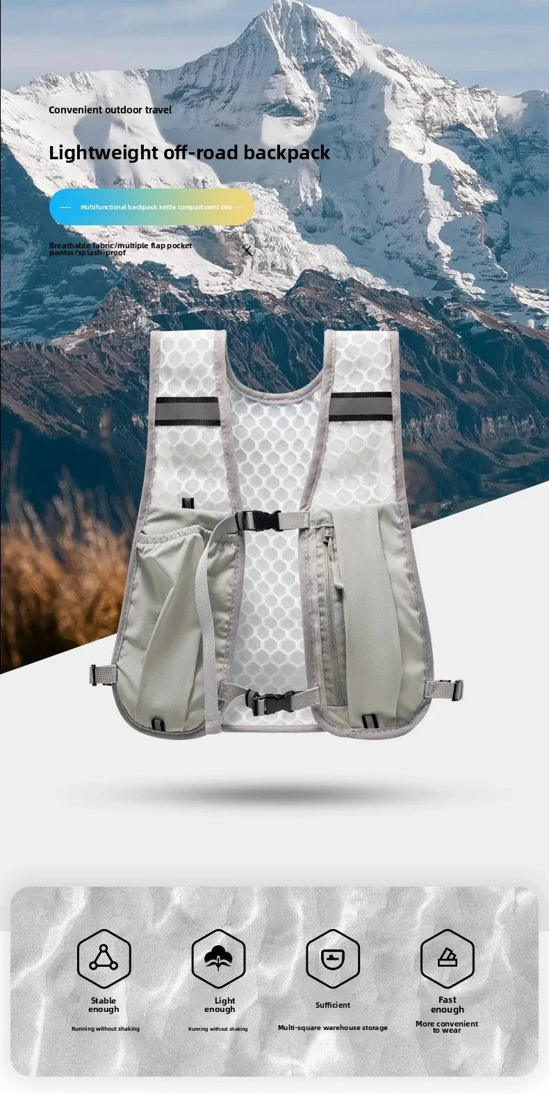 1pc Biking Running Storage Vest Lightweight Running Vest Reflective Phone Water Bottle Storage Pocket Mesh Breathable Sport Vest