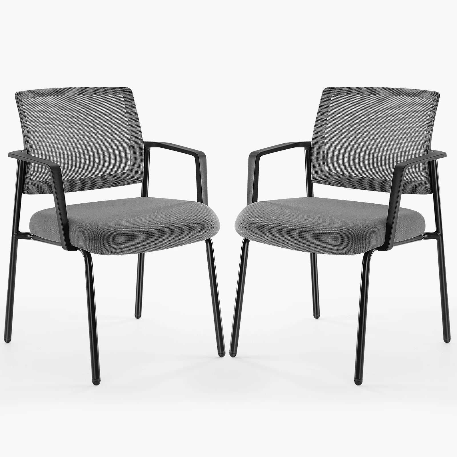 JHK Mesh Back Stacking Arm Chairs 2 Pack For Home and OfficeEasy to Use and Store Outdoor and Indoor Sturdy Metal Chairs