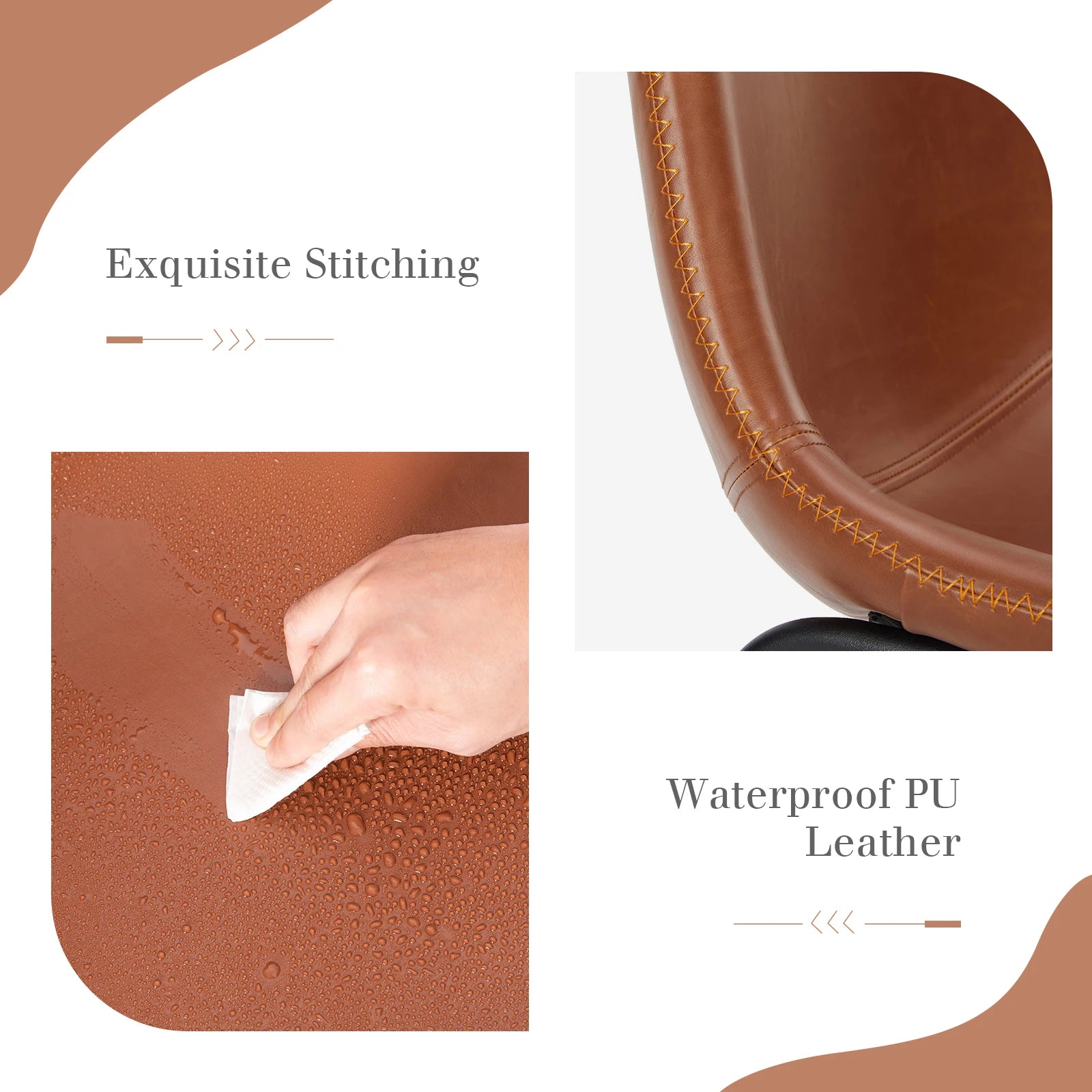JHK 2 Pack Pu Leather Counter Height High Chair For Home and Office Comfortable Sponge Cushion Outdoor and Indoor Sturdy Chairs