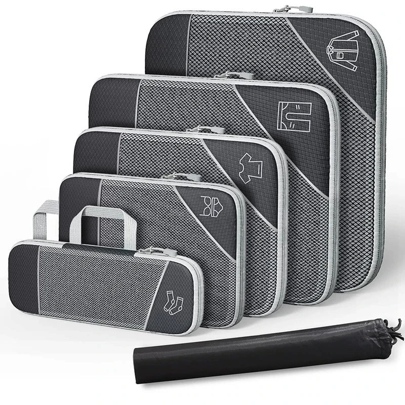 6Pcs Set Travel Storage Organizer Portable Clothes Storage Bags Lightweight Suitcase Bag Compressed Packing Cubes Luggage Bags