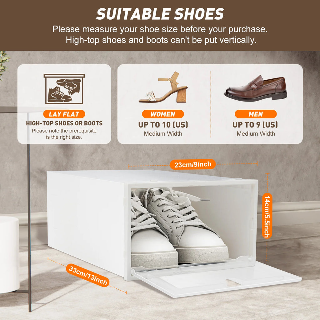 20PCS Foldable Flip Shoe Boxes Set, Shoe Rack Stackable Storage Container Plastic Clear Shoe Case Home Organizer 33*23*14cm