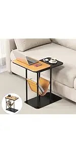 Adjustable C-Shaped Side Table with Swivel Top - Multi-Height End Table for Couch, Bed, Bathtub & Living Room