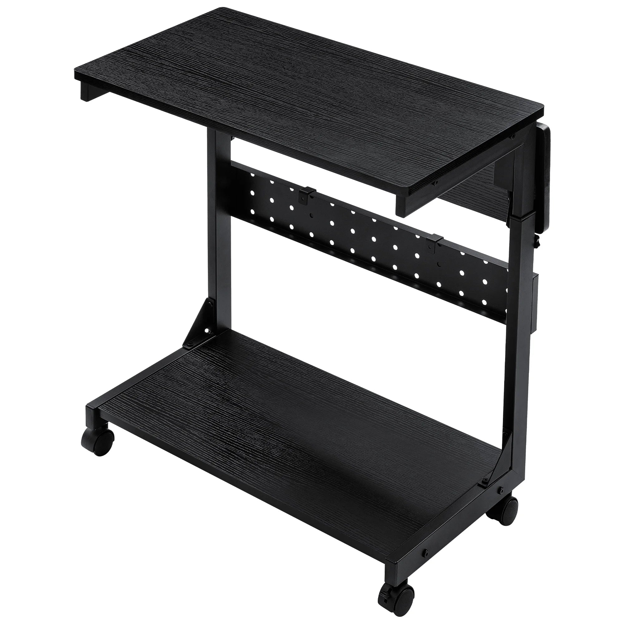 JHK 2-Tier Mobile Standing Sofa Desk 25IN Height Adjustable PC Stand with Folding Panel Rolling Computer Cart Desk For Home