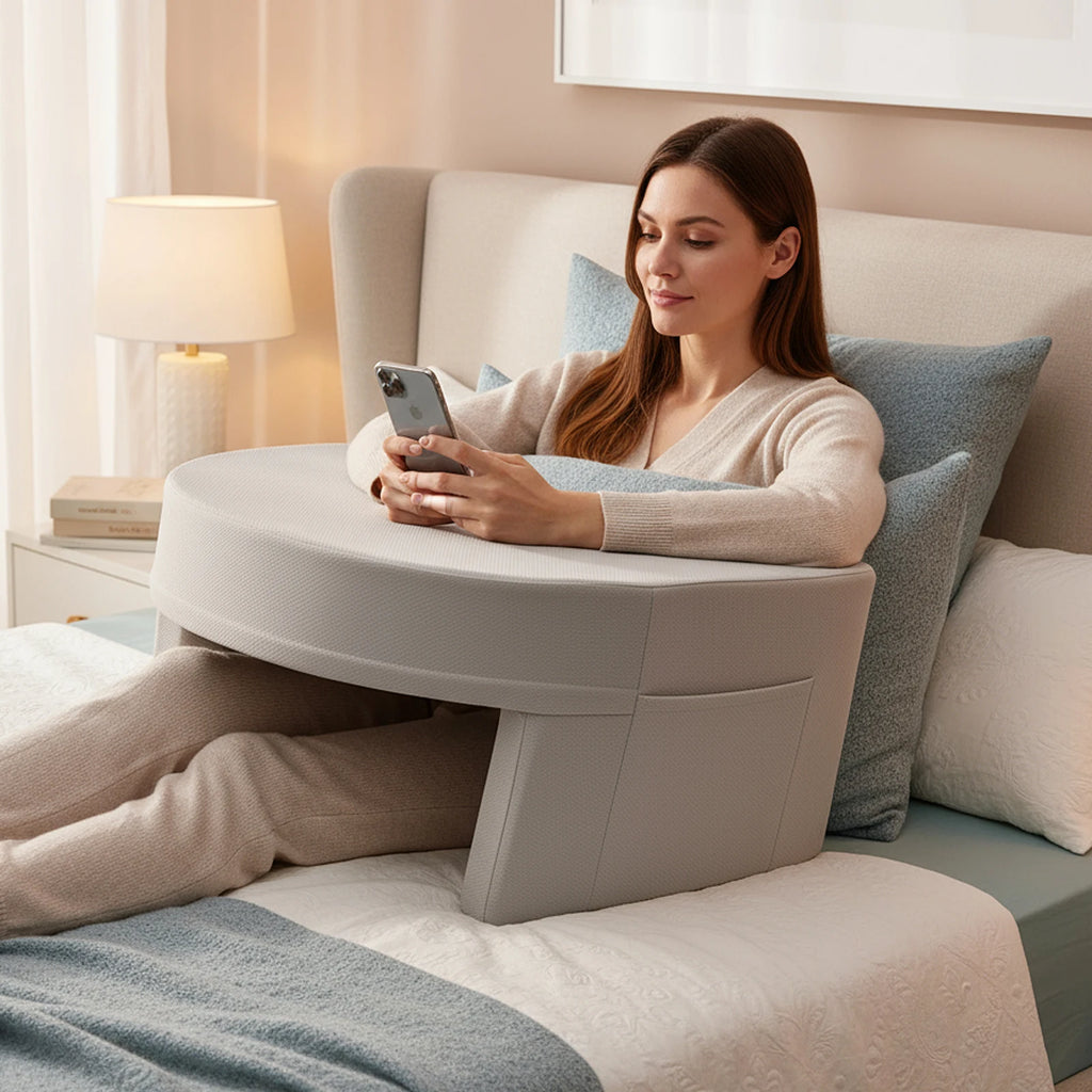 JHK Curved Memory Foam Reading Pillow Ergonomic Neck Pillow Ventilated Cooling Bed Pillow with Removable Washable Cover Comfort