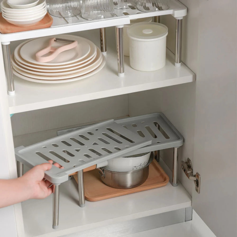 1PC Spice Bottle Rack Kitchen Spice Rack Retractable Cabinet Retractable Lengthened Drain Bowl Rack