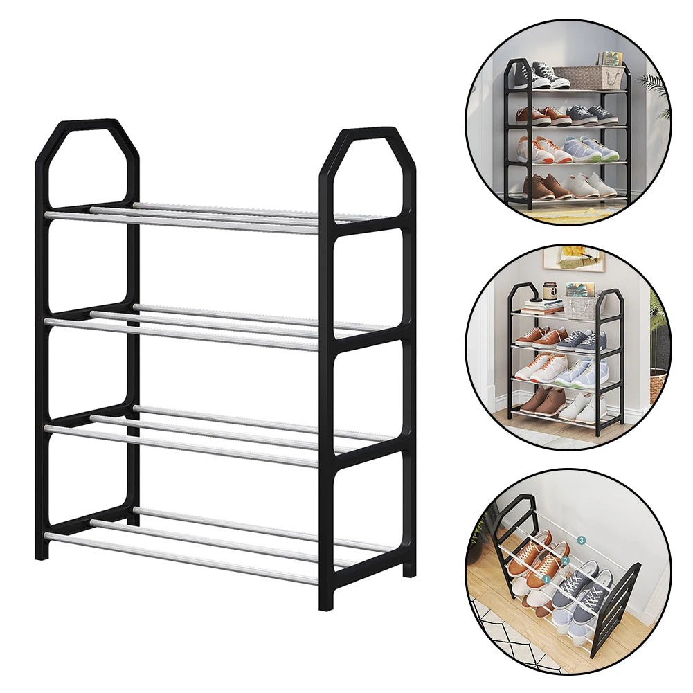 4-Layer Metal Shoe Rack Simple Shoe Shelf Footwear Organizer Stand Holder Large Capacity Shoe Shelf Living Room Storage
