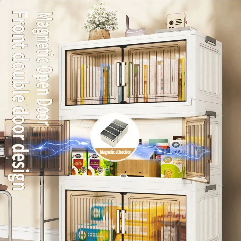 Foldable Plastic Storage Cabinet For Baby Clothes Multi Layered Closet