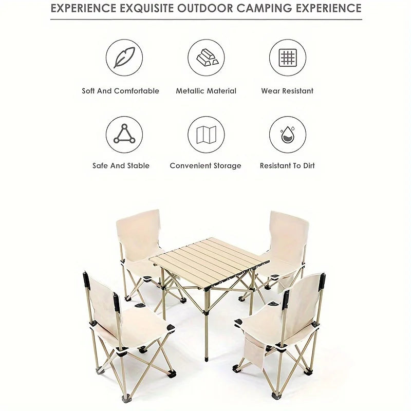 Outdoor folding table, camping portable folding table and chair set, ultra-light egg roll table, camping folding table, camping
