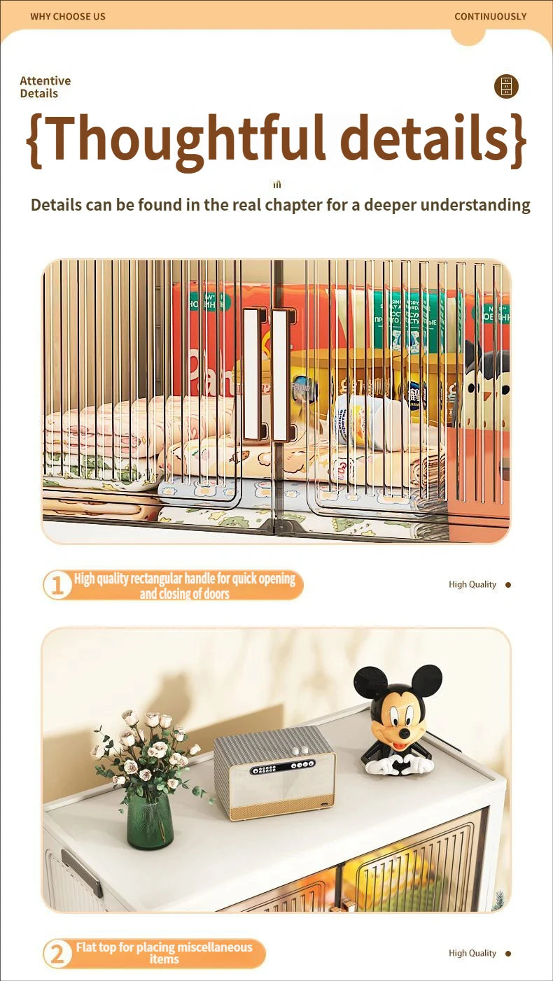 Foldable Plastic Storage Cabinet For Baby Clothes Multi Layered Closet