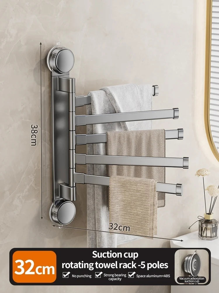 No Need To Drill Suction Cup rotating towel rack multi-bar folding rack towel rack Bathroom bath towel rack Kitchen storage rack